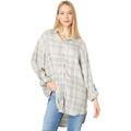 SUNDRY Destinations Oversized Button Front Shirt with Lurex