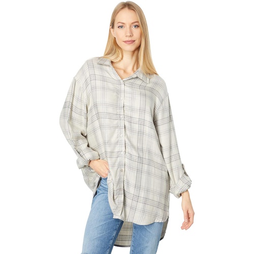  SUNDRY Destinations Oversized Button Front Shirt with Lurex
