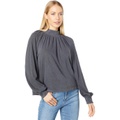 SUNDRY Smock Neck Puff Raglan Sleeve Top in Pima Cotton