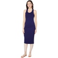 SUNDRY Rib Ruched Dress in Viscose Spandex