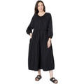 SUNDRY Shirred Cotton Woven Tiered Dress