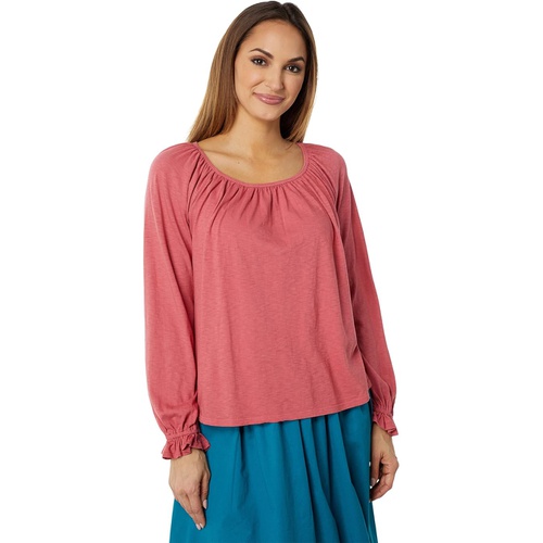  SUNDRY Raglan Long Sleeve Pima Cotton Tee with Gathering