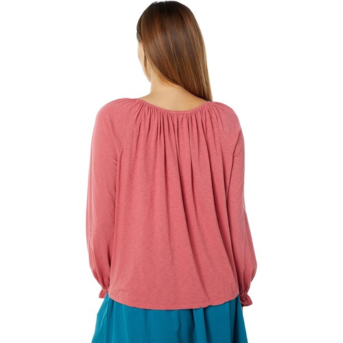  SUNDRY Raglan Long Sleeve Pima Cotton Tee with Gathering