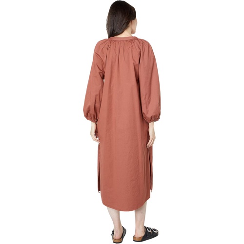  SUNDRY Raglan Cotton Woven Henley Dress