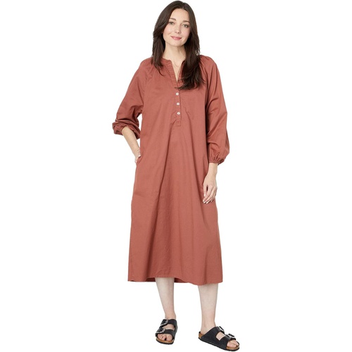  SUNDRY Raglan Cotton Woven Henley Dress