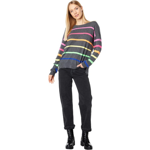  SUNDRY Rainbow Stripes Crew New Wool & Cashmere Sweater