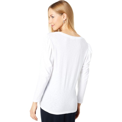  SUNDRY Puff Sleeve V-Neck Top in Pima Cotton