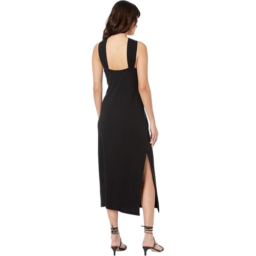  SUNDRY Keyhole Cotton Spandex Midi Dress