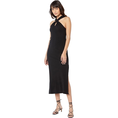  SUNDRY Keyhole Cotton Spandex Midi Dress