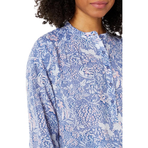  SUNDRY Wild Floral Woven Cotton Henley