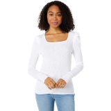 SUNDRY Square Neck Ribbed Long Sleeve Tee in Cotton Modal