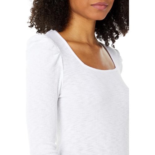  SUNDRY Square Neck Ribbed Long Sleeve Tee in Cotton Modal