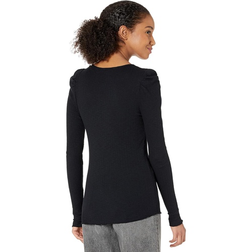  SUNDRY Square Neck Ribbed Long Sleeve Tee in Cotton Modal