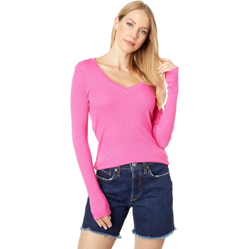  SUNDRY V-Neck Long Sleeve Tee in Cotton Modal