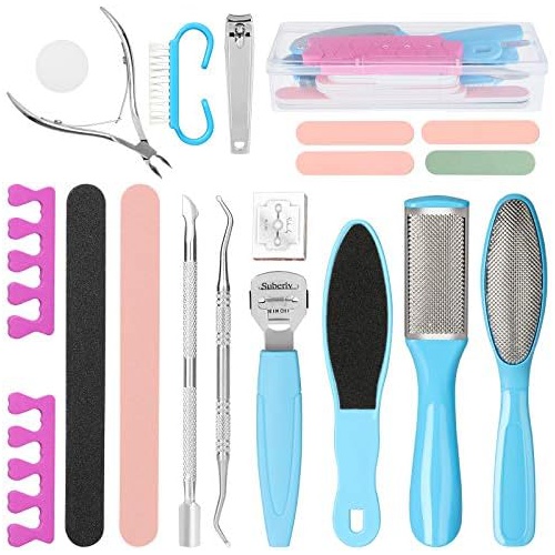  SUNJOYCO Professional Pedicure Tools Set 19 in 1, Foot Care Kit Stainless Steel Foot Rasp Foot Dead Skin Remover Pedicure Kit for Men Women Mothers Day Gift