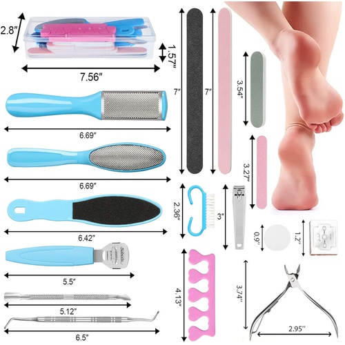  SUNJOYCO Professional Pedicure Tools Set 19 in 1, Foot Care Kit Stainless Steel Foot Rasp Foot Dead Skin Remover Pedicure Kit for Men Women Mothers Day Gift