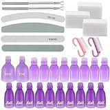 SWS Nail Polish Remover Tool kit with 20Pcs Gel Nail Polish Remover Clips, 4pcs Nail Files 100/180 Buffer 600/3000, Stainless Steel Triangle Cuticle Scraper,200Pcs Wipe Cotton Pads& 2p