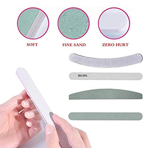  SWS Nail Polish Remover Tool kit with 20Pcs Gel Nail Polish Remover Clips, 4pcs Nail Files 100/180 Buffer 600/3000, Stainless Steel Triangle Cuticle Scraper,200Pcs Wipe Cotton Pads& 2p