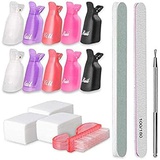 Gel Nail Tools Kit, SWS 10pcs Colorful Nail Polish Remover Clips& Nail Buffer Block&175pcs Cotton Pads& Nail Brush Cuticle Peeler Scraper …