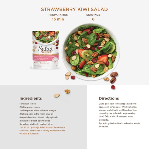  Salad Pizazz! Dried Strawberry Flavored Cranberries & Honey Roasted Pecans, Walnuts & Almonds Salad Topper - 3.75 Ounce (Pack of 12)
