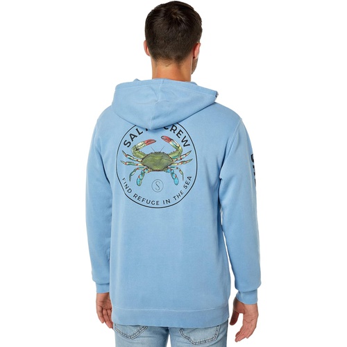  Salty Crew Blue Crabber Overdyed Fleece Hoodie