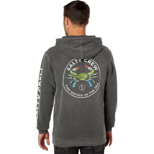  Salty Crew Blue Crabber Overdyed Fleece Hoodie