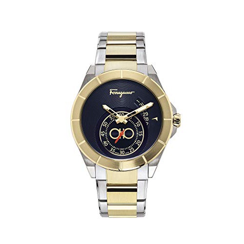 살바토로페라가모 Salvatore Ferragamo Mens Ferragamo Urban Yellow Gold Swiss Quartz Watch with Stainless Steel Strap, Two Tone, 22 (Model: SF1Y00519)