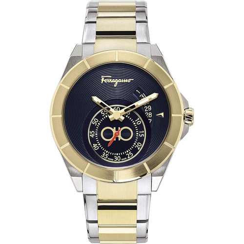 살바토로페라가모 Salvatore Ferragamo Mens Ferragamo Urban Yellow Gold Swiss Quartz Watch with Stainless Steel Strap, Two Tone, 22 (Model: SF1Y00519)