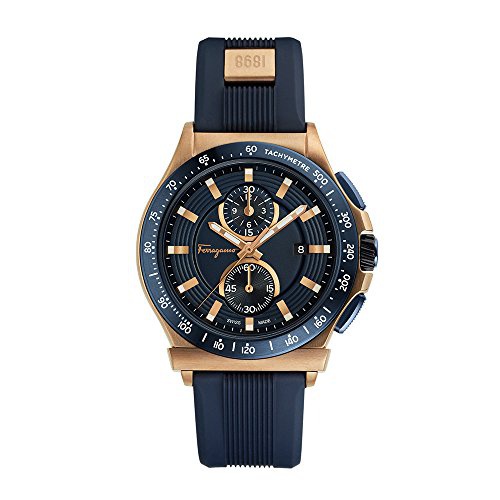 살바토로페라가모 Salvatore Ferragamo Mens Ferragamo 1898 Sport Stainless Steel Swiss-Quartz Watch with Rubber Strap, Blue, 22 (Model: FFJ020017)