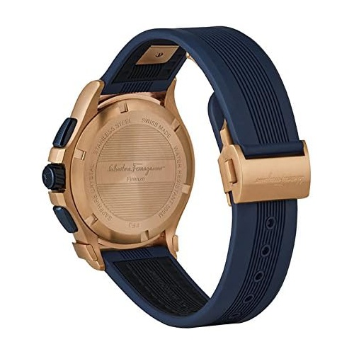 살바토로페라가모 Salvatore Ferragamo Mens Ferragamo 1898 Sport Stainless Steel Swiss-Quartz Watch with Rubber Strap, Blue, 22 (Model: FFJ020017)