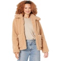 Sam Edelman Short Front Zip Teddy Coat with Patch Pockets