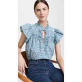 Sea Ida Print Flutter Sleeve Top