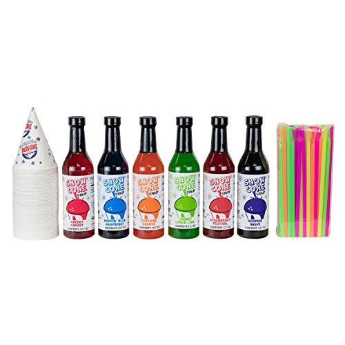  Shave-ice-syrups 12.7oz Snow Cone Syrups (6 Pack W/Cups/Straws)