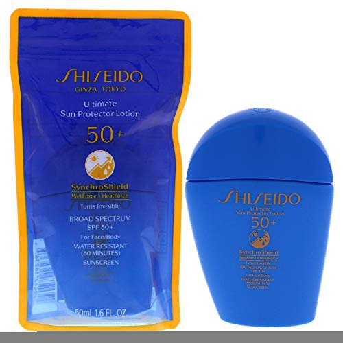  Shiseido Ultimate Sun Protector Lotion SPF 50+ Sunscreen SynchroShield WetForce X HeatForce, 50mL / 1.6 fl. oz