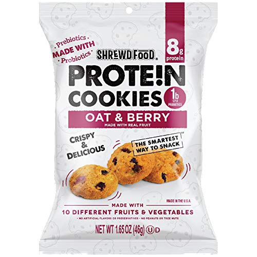  Shrewd Food High Protein Mini Cookies, Oat & Chip, 16 Pack,8g Protein, Made with Prebiotics & Probiotics, Supports Digestive Health, Healthy Snacks, Dessert Sweets, Oat & Chip, 16