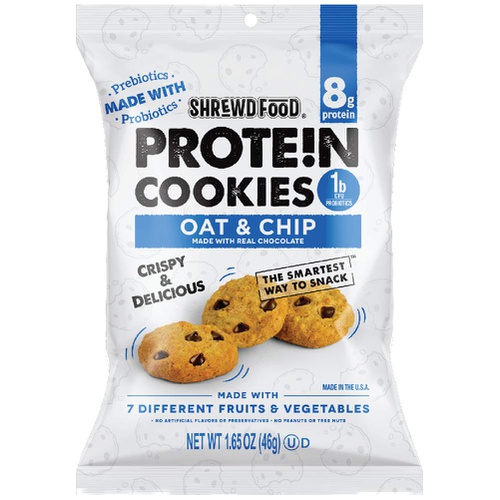  Shrewd Food High Protein Mini Cookies, Oat & Chip, 16 Pack,8g Protein, Made with Prebiotics & Probiotics, Supports Digestive Health, Healthy Snacks, Dessert Sweets, Oat & Chip, 16