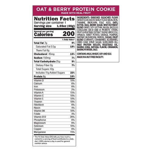  Shrewd Food High Protein Mini Cookies, Oat & Berry, 16 Pack, 8g Protein, Made with Prebiotics & Probiotics, Supports Digestive Health, Healthy Snacks, Dessert Sweets, Oat & Berry,