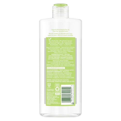 심플 Simple Kind to Skin Cleansing Water Cleanser and Makeup Remover for All Skin Types Micellar Boosts Skins Hydration by 90 percent 13.5 oz, Pack of 6 (Packaging May Vary)