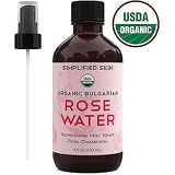 Rose Water for Face & Hair, USDA Certified Organic Facial Toner. Alcohol-Free Makeup Setting Hydrating Spray Mist. 100% Natural Anti-Aging Petal Rosewater by Simplified Skin (4 oz)