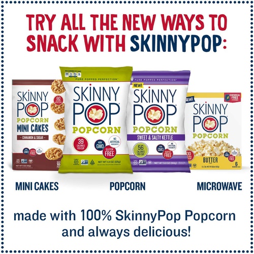  SkinnyPop Original Popped Popcorn, 100 Calorie Individual Bags, Gluten-free Popcorn,Non-GMO Vegan Snack, 0.65 Oz (Pack Of 30)