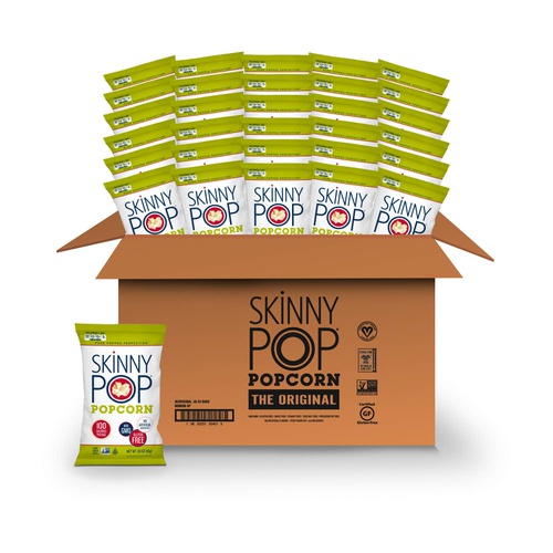  SkinnyPop Original Popped Popcorn, 100 Calorie Individual Bags, Gluten-free Popcorn,Non-GMO Vegan Snack, 0.65 Oz (Pack Of 30)