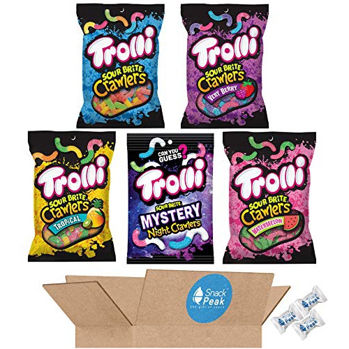  Snack Peak Trolli Gummy Sour Brite Crawlers 5-pack Variety Gift Box  Sour Brite, Tropical, Mystery, Very Berry, Watermelon