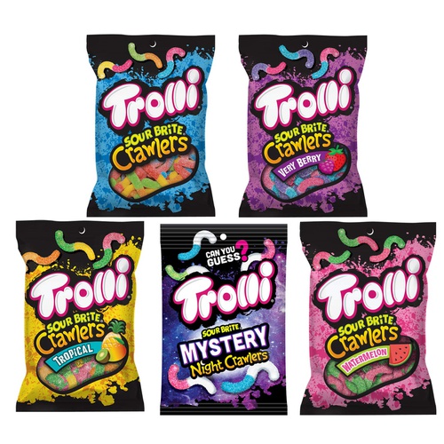  Snack Peak Trolli Gummy Sour Brite Crawlers 5-pack Variety Gift Box  Sour Brite, Tropical, Mystery, Very Berry, Watermelon