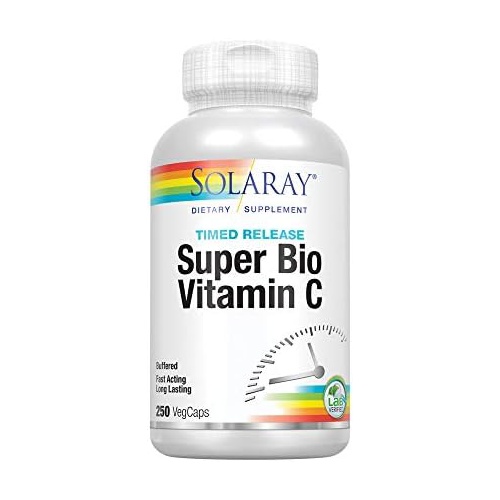  SOLARAY Super Bio Vitamin C 1000mg, Buffered, Time Release Capsules with Bioflavonoids, Two-Stage for High Absorption & All Day Immune Support, Vegan, 60 Day Guarantee, 125 Serving