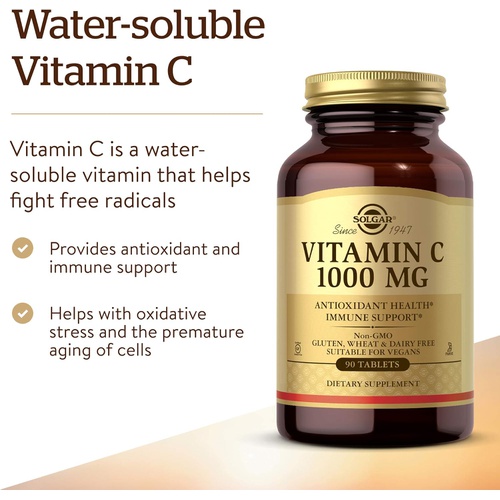  Solgar Vitamin C 500 mg, 250 Vegetable Capsules - Antioxidant & Immune Support - Overall Health - Supports Healthy Skin & Joints - Non-GMO, Vegan, Gluten Free, Kosher - 250 Serving