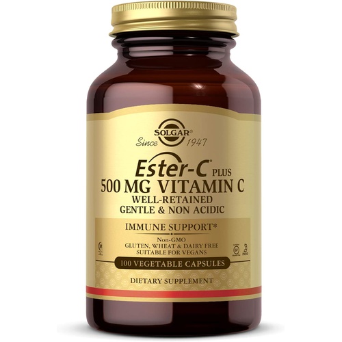  Solgar Ester-C Plus 500 mg Vitamin C (Ascorbate Complex), 250 Vegetable Capsules - Gentle & Non Acidic - Antioxidant & Immune Support - Non GMO, Vegan, Gluten Free, Kosher - 250 Se