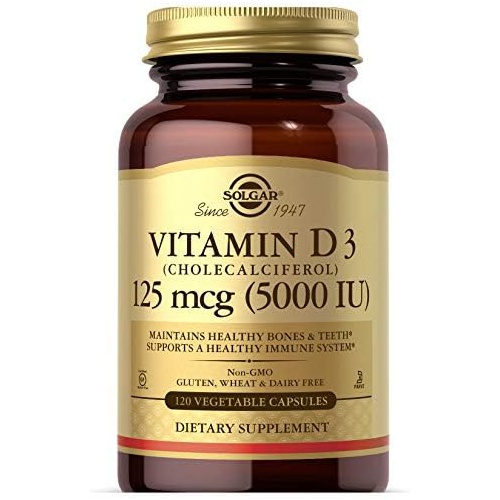  Solgar Vitamin D3 (Cholecalciferol) 125 mcg (5,000 IU) Vegetable Capsules - 120 Count