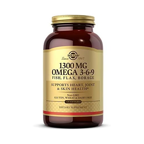  Solgar 1300 mg Omega 3-6-9, 120 Softgels - Fish Oil Supplement - Support for Heart, Joint & Skin Health - Includes Flaxseed & Borage - Contains EPA & DHA - Omega 3 Fatty Acids - 40