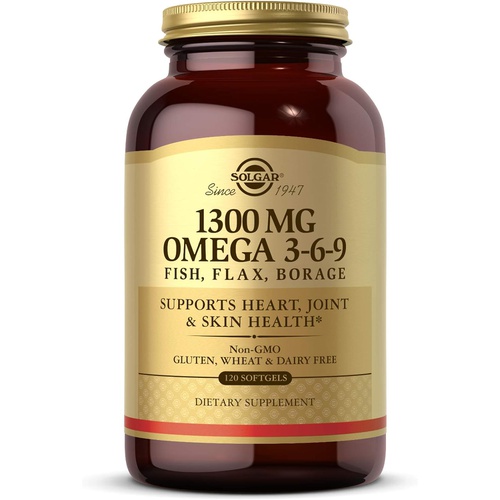  Solgar 1300 mg Omega 3-6-9, 120 Softgels - Fish Oil Supplement - Support for Heart, Joint & Skin Health - Includes Flaxseed & Borage - Contains EPA & DHA - Omega 3 Fatty Acids - 40