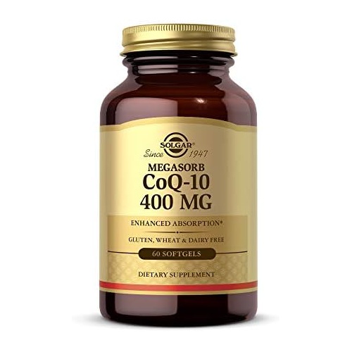  Solgar Megasorb CoQ-10 400 mg, 60 Softgels - Supports Heart & Brain Function - Coenzyme Q10 Supplement - Enhanced Absorption - Gluten Free, Dairy Free - 60 Servings